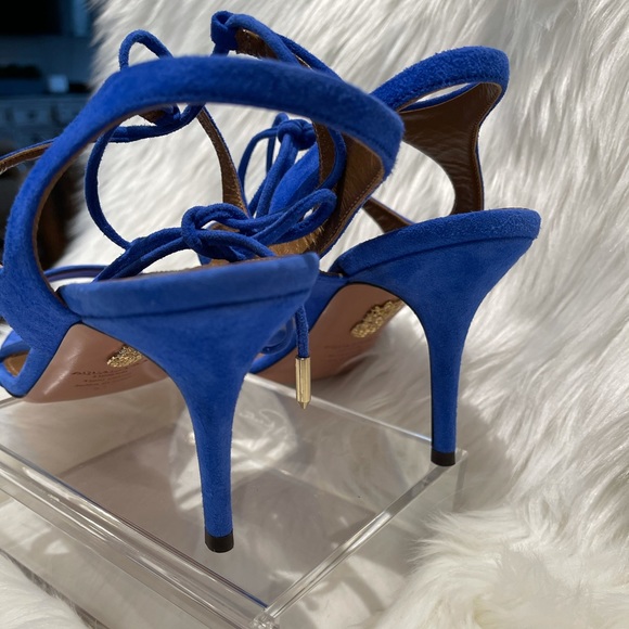Gently worn Aquazzura vibrant blue suede sandals - Picture 2 of 6